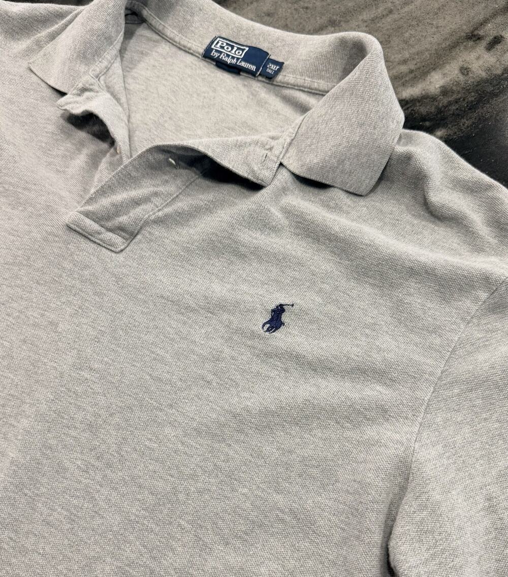 Polo Ralph Lauren Long Sleeve Polo Shirt Gray 2XLT Tall Blue Pony Cotton
